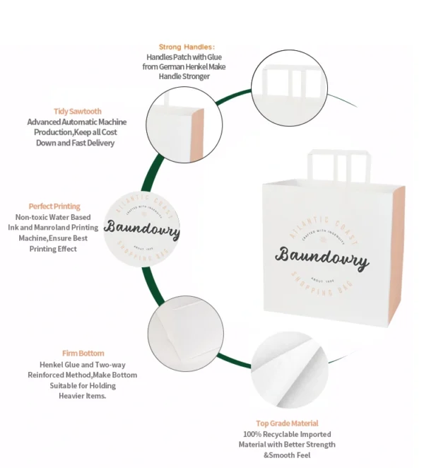 Custom Minimalist Paper Shopping Bags | Two-Tone Design with Premium Handles | Professional Retail Bags with Logo - Image 5