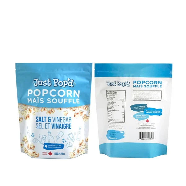 Custom Printed Stand-Up Popcorn Pouch - Personalized Resealable Popcorn Packaging Bags - Image 1