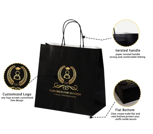 Customized Kraft Paper Bag with Handle for Shopping - Image 5