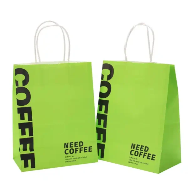 Custom Logo Printed Kraft Paper Coffee Bags -Takeaway Bags - Image 4