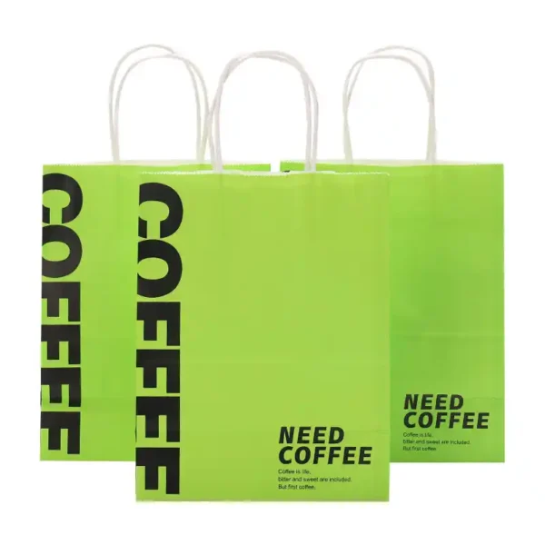 Custom Logo Printed Kraft Paper Coffee Bags -Takeaway Bags - Image 1
