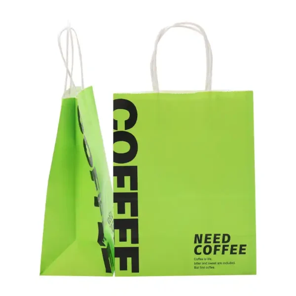 Custom Logo Printed Kraft Paper Coffee Bags -Takeaway Bags - Image 5