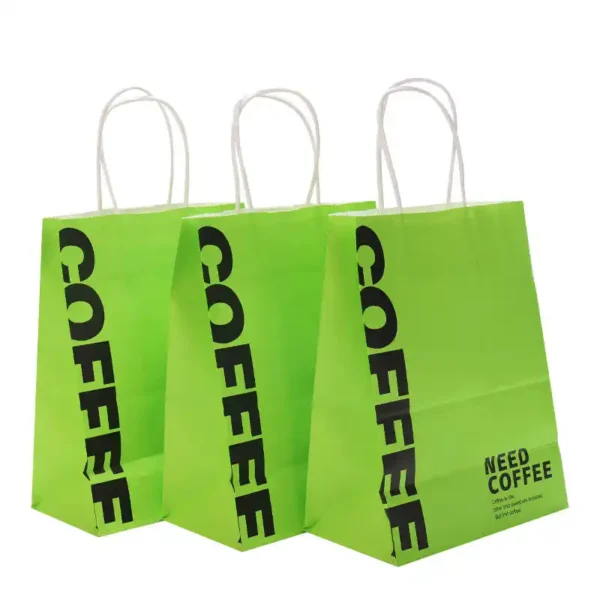 Custom Logo Printed Kraft Paper Coffee Bags -Takeaway Bags - Image 2