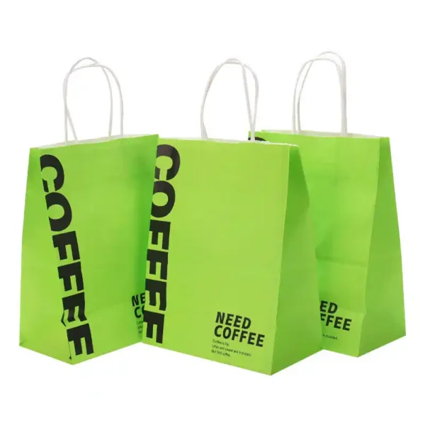 Custom Logo Printed Kraft Paper Coffee Bags -Takeaway Bags - Image 3