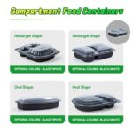 Custom Compartment Meal Prep Containers | Wholesale Disposable Bento Boxes with Lids | Microwavable Black Takeout Trays - Image 2